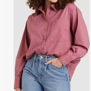 Women's A New Day Tops Long Sleeve Button-Down Boyfriend Shirt.     NWT